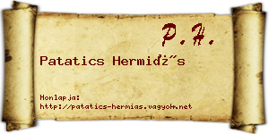 Patatics Hermiás névjegykártya